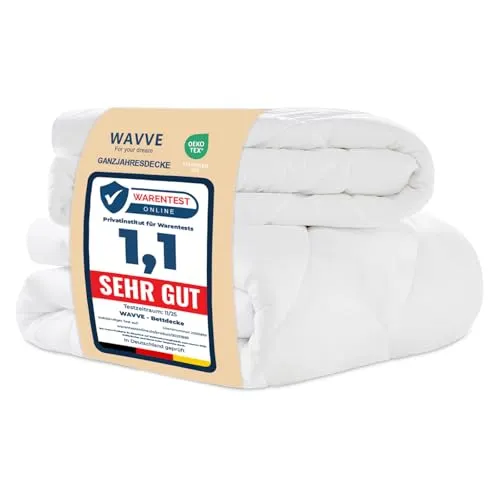 WAVVE Bettdecke 155x220 - 4 Jahreszeiten für optimalen Schlafkomfort - Bettdecken-Set für alle Jahreszeiten mit verstellbarem Wärmegrad, OEKO-TEX zertifiziert für Sicherheit und Nachhaltigkeit, ideal für individuellen Schlafkomfort.