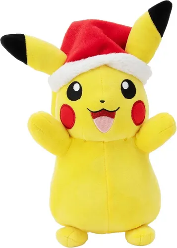 Jazwares Pikachu Weihnachts-Pokémon-Plüschtier 20 cm - Kuscheltiere, niedliches Pikachu-Design perfekt für die Weihnachtszeit und zum Kuscheln geeignet.