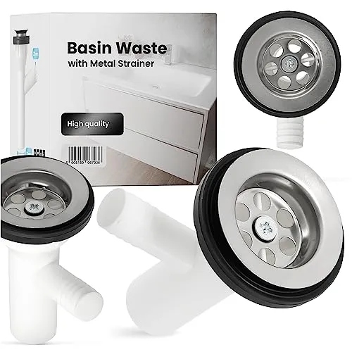 Handwaschbecken Abfluss Badezimmer Waschbecken Abfall Metall Sieb Siphonablauf PP 50mm Universal Ablaufgarnitur Ablaufventil