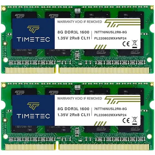 Timetec Premium 16GB KIT (2x8GB) DDR3L/DDR3 1600 MHz PC3L-12800 / PC3-12800 Nicht-ECC ungepuffert 1,35 V/1,5 V CL11 2Rx8 Dual Rank 204 Pin SODIMM Laptop Notebook PC Computer Speicher RAM Modul Upgrade