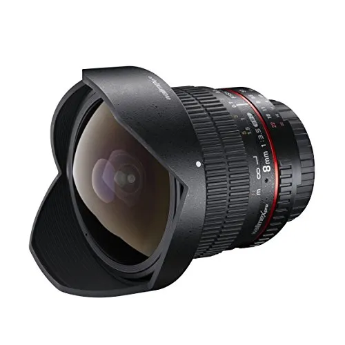 Walimex pro 8mm F3.5 Fisheye für Nikon F - Objektiv für Spiegelreflexkameras, bietet herausragende Bildqualität mit 10 mehrfach vergüteten Glaslinsen und einer hohen Lichtstärke von 1:3,5 – ideal für beeindruckende Innenraum- und Landschaftsaufnahmen.