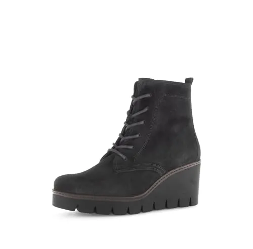 Gabor Damen Keilstiefeletten - Warm gefütterte Wedge Boots in Schwarz - Wanderschuhe mit Keilabsatz, ideal für den Übergang. Gefüttert und aus hochwertigem Rauleder für optimalen Komfort und Stil.
