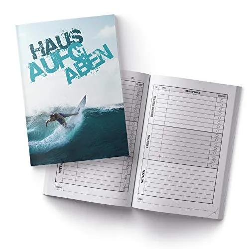 itenga Hausaufgabenheft Surfer DIN A5 96 Seiten Schulbedarf Meine Hausaufgaben für Gemeinschaftsschule Gymnasium
