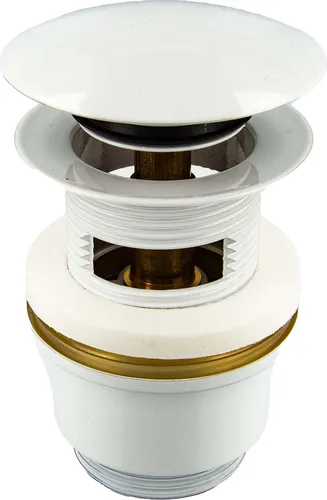 tecuro Pop Up Ablaufgarnitur weiß RAL 9010, 1 1/4 Zoll - Bad- & Duscharmaturen: Hochwertige Ablaufgarnitur mit Druckverschluss, ideal für Waschbecken mit Überlauf für eine einfache Handhabung und optimale Dichtheit.