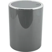 MSV Mülleimer Kamaka Aspen, grau – 6 Liter Kosmetikeimer - Haushaltszubehör mit elegantem Design und sanftem Schwingdeckel. Ideal für Bad, Küche oder Büro, leicht zu reinigen dank abnehmbarem Deckel.