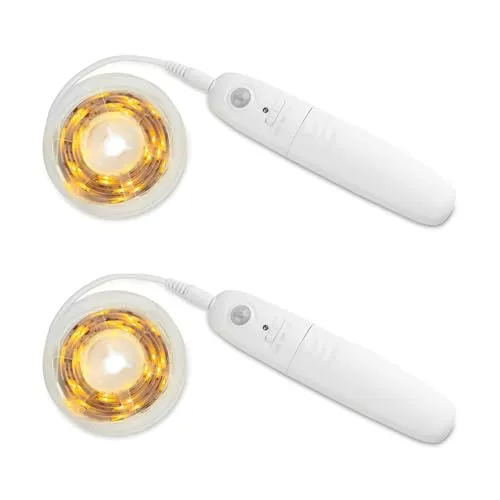 Eaxus® 2er Set 30 LED Strip Bewegungsmelder – 3 Meter LED Lichtleiste Batterie mit Bewegungssensor & Helligkeitssensor