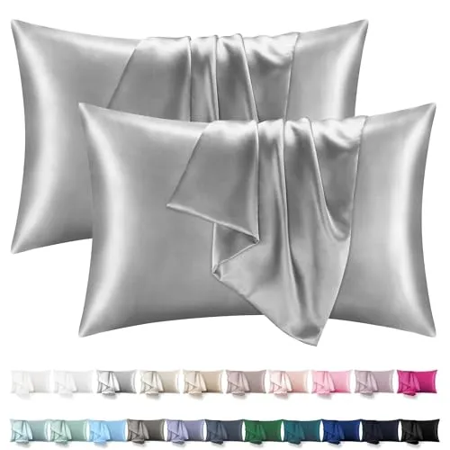 Satin Kissenbezug 40x80 2er Set in silber von Orange Wave