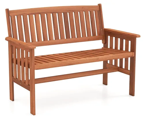 Gartenbank aus Holz mit Armlehnen, 2-Sitzer