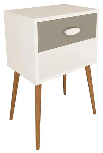 Holz Nachttisch Beistelltisch Singol XL - Nachttisch im modernen Retro Design mit einer leichtgängigen Schublade für optimalen Stauraum und skandinavischen Füßen – ideal für stilvolle Schlafzimmer.