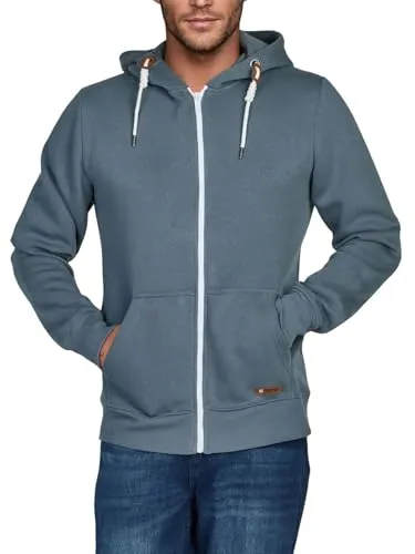 riverso Sweatjacke Herren mit Kapuze Reißverschluss Regular Fit RIVThilo Kapuzenjacke Blau XL, Größe:XL, Farbe:Turbid Blue