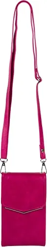 styleBREAKER Mini Umhängetasche mit V-Klappe und Metall Detail | kleine Handytasche zum Umhängen | elegante Crossbody Bag mit Kartenfächern für Damen, Farbe:Himbeere