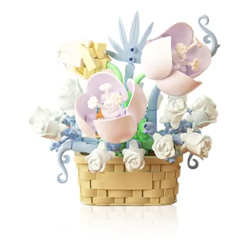 Vilbocr Mini Blumen Bauklotz Set,Blumenblöcke Spielzeug,Pflanzen und Sukkulenten Spielzeug,Bauklotz Blumentopf,Botanische Sammlung Geburtstagsgeschenk (Narzisse 166Pcs)