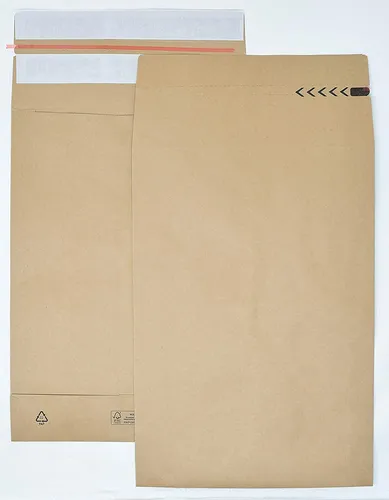 Bong Faltentaschen e-Green B4, braun, haftklebend - 250 Stück - Versandtaschen mit Falte, recycelbar, wiederverschließbar und ideal für umweltbewussten Versand.