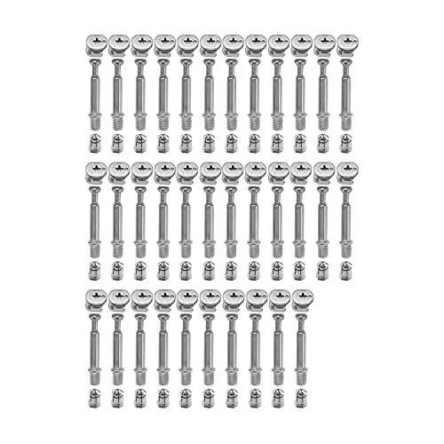LOOTICH Exzenter Möbelverbinder-Set Exzenterbeschlag Ø15mm Einschraubdübel mit Abdeckrand M6x40mm und Eindrehmuttern M6 für Möbel Kabinett Schrank-Verbinder Komplett 34 Set