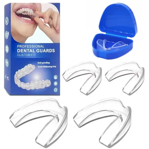 EUZUXU 4 Stück Knirscherschiene für Nacht, 2 Größen, Formbare Mundschutz zum Zähneknirschen, Aufbissschiene für Nacht, Benutzt für Reduziert Zahnschiene Knirschen, Verbessert den Schlaf