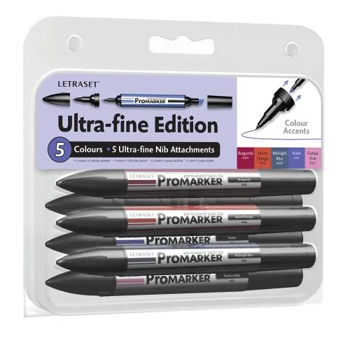 Letraset ProMarker Ultra feines Edition Set farbliche Akzente Blue/Red/Violet