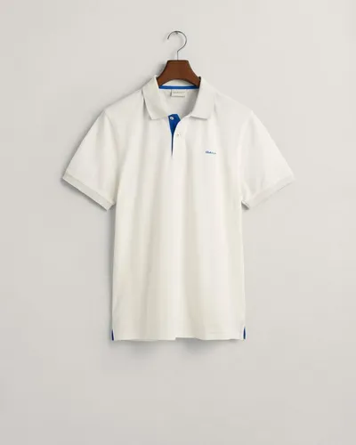 Gant Herren Reg Contrast Pique Rugger Polohemd, Eggshell, 3XL EU - Poloshirt für Herren mit Slim Fit Passform, die die Figur betont und höchsten Tragekomfort bietet.