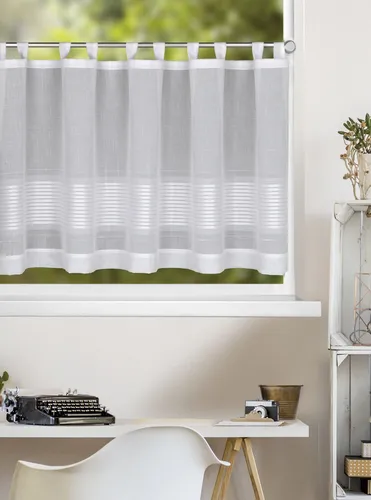 Xxxl Kurzgardine, Weiß, 145x60 cm - Wohntextilien - Halbdurchsichtige Kurzgardine mit Streifen-Motiv, pflegeleicht und maschinenwaschbar bis 30°C, ideal für eine frische Raumgestaltung.