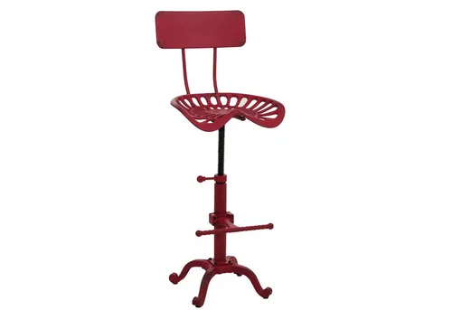 PROREGAL® Barhocker Barhocker Sitzhöhe 50-64cm drehbar Fußablage Metall Rot, ein echter Hingucker im Industial-Stil