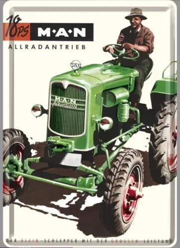 Blech-Postkarte – MAN Trecker grün 18 PS