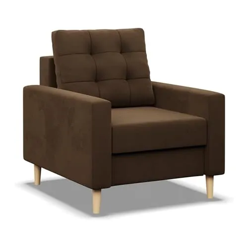Mebligo - Sessel Wohnzimmer Blank, Relaxsessel im Skandinavischen, Loungesessel Moderne, Sessel & Stühle - braun (Mikrofaser 20)