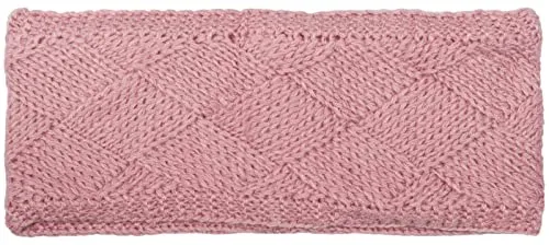 styleBREAKER Damen Strick Stirnband einfarbig mit Rauten Muster, Thermo Fleece Futter, Winter Headband Uni 04026062, Farbe:Altrose