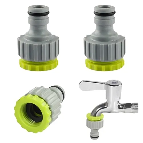 Wasserhahn Adapter,Gartenschlauchanschluss Adapter,Gartenschlauch für Gardena Hahnverbinder,1/2 Zoll 3/4 Zoll 2-in-1 Kunststoff Schlauchanschluss Set für Wasserhahn Schlauch Gewinde Anschluss (3)
