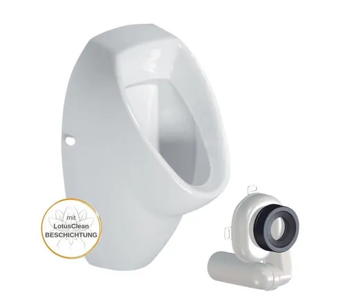 HGMBAD Urinal Komplettset mit Zulauf von hinten - Wandmontage Urinal aus Sanitärkeramik mit LotusClean Beschichtung für einfache Reinigung. Ideal für moderne Bäder, inklusive allem Zubehör für die schnelle Montage.