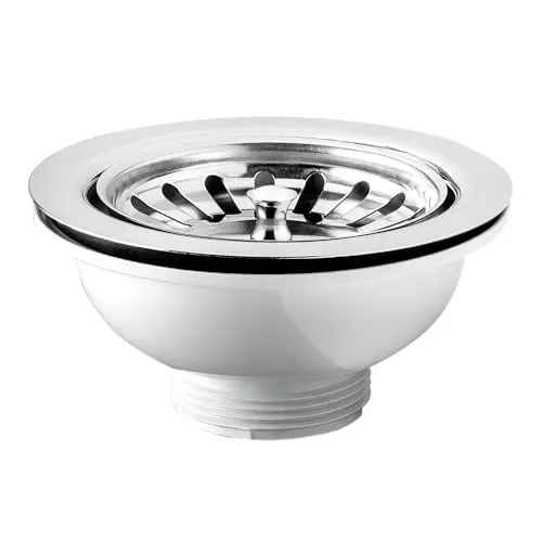 Schläfer 439726 | Ablaufgarnitur für Spülbecken Typ Basket ohne Überlauf, Loch Ø 90 mm, Abfluss Ø 114 mm, Standardablauf 1 1/2 aus Edelstahl mit Schraube und Korb
