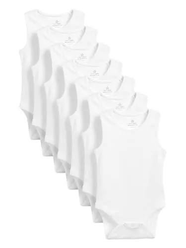 NEXT Baby Ärmellose Bodys, 7er-Pack Weiß 56