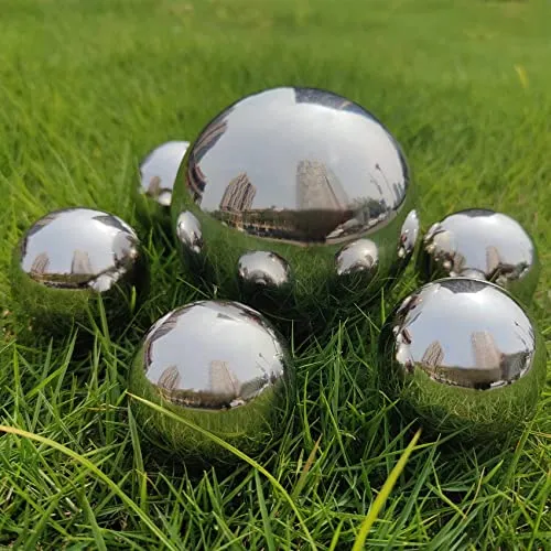 gexuamz 7 Stück Edelstahl Gartenkugel Spiegelpoliert Hohlkugel Sortiert Silber Teichkugeln