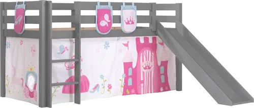 Spielbett >PINO< in Kiefer massiv grau lackiert - 210x114x218 (BxHxT)