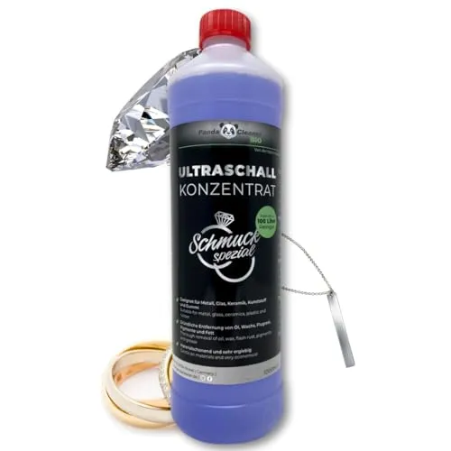 PandaCleaner Ultraschallreiniger Konzentrat - 1:100 - Effektive & Sensitive Reinigung von Schmuck Uhren Münzen im Ultraschallbad - (1000ml)