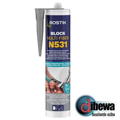 Bostik Block N531 Multi Fiber Faserverstärkte Dichtungsmasse 310 ml Kartusche