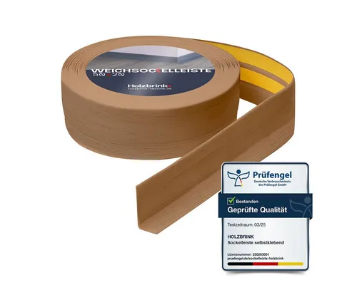 HOLZBRINK HOLZBRINK selbstklebend PVC 50x20mm, 1 m, L: 100 cm, 1m Rolle, Küchenleiste Abschlussleiste für Badezimmer Farbe: Eiche hell