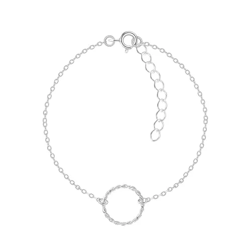 MONKIMAU - Kreis Armband - Armreif, Armketten, Armkette, Filigranes Armband, 925 Sterling Silber, für Damen, Frauen und Mädchen - hypoallergen & nickelfrei, verstellbar