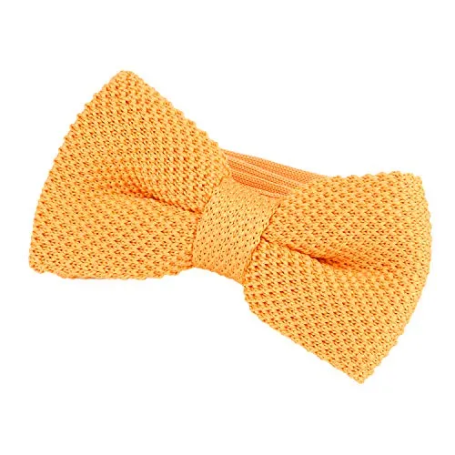 DonDon Herren Strick Fliege gebunden und längenverstellbar 11 x 6 cm gelb