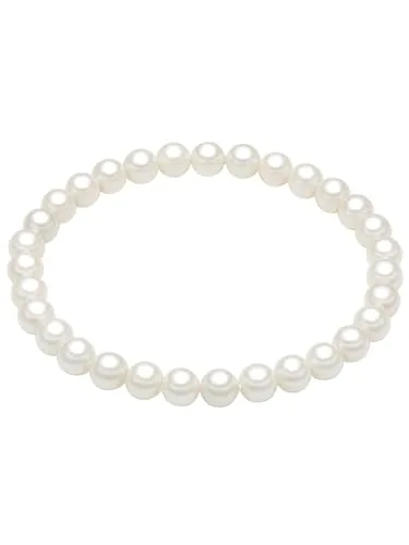 Rafaela Donata Damen Perlenarmband mit Muschelkernperle 6 mm weiß Nylon