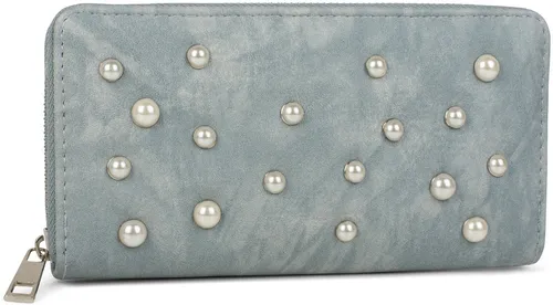styleBREAKER Geldbörse mit Perlen besetzter Vorderseite, umlaufender Reißverschluss, Portemonnaie, Damen 02040092