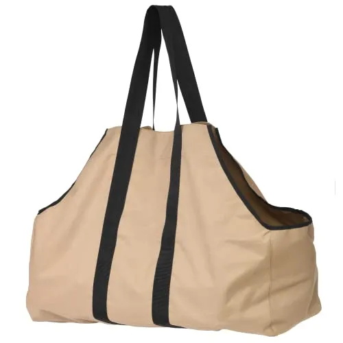 ShelterLogic Kaminholztasche Beige | Tasche für bis zu 27 kg Brennholz | Holzkorb & Feuerholztasche zum einfachen Transport von Holz