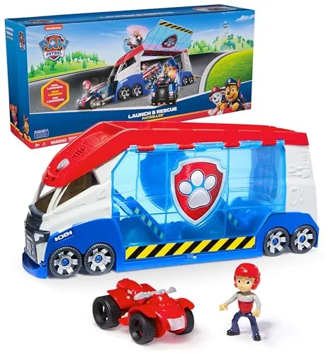 Spin Master PAW Patrol - Launch'n Rescue Patroller mit Ryder-Figur - 55,8 cm großes Teamfahrzeug mit Platz für 6 Fahrzeuge, Doppel-Startkatapult und authentischen Geräuschen. Perfekt für spannende Abenteuer mit Ryder und seinen Freunden!