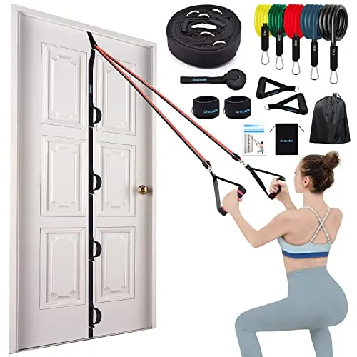 Brebebe Türanker Gurt für Widerstandsbänder Übungen, Multi-Point Anker Gym Befestigung für Home Fitness, tragbares Türband Widerstand Workout Ausrüstung, stanzfrei, nagelfrei