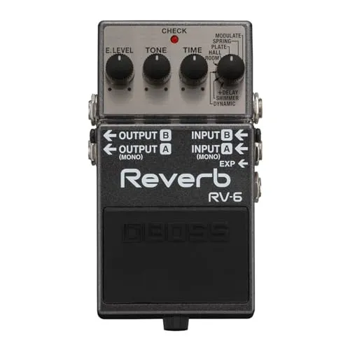 Boss RV-6 B-Stock: Kompaktes Hallpedal - Gitarren-Effektgeräte, vielseitiges Hallpedal mit 8 Sound-Modi und Studioqualität für dichten Klang, ideal für kreative Musiker.