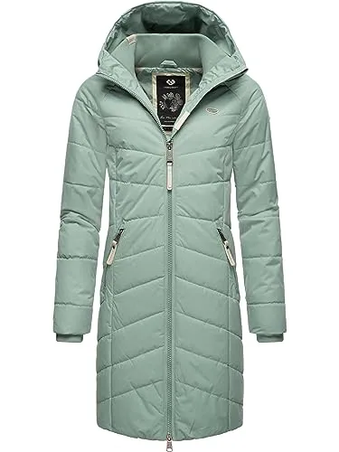 Ragwear Damen Wintermantel Dizzie Coat Dusty Green, Gr. M - Funktionsjacken: Warmer, wasserdichter Steppmantel mit gefütterter Kapuze, ideal für kalte Tage und 100% vegan hergestellt.