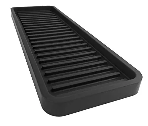 Happitasa Küchenspüle Organizer aus Silikon, Schwammhalter und Arbeitsplattenschutz, gerade Linien (schwarz, 30,5 x 10,2 cm)