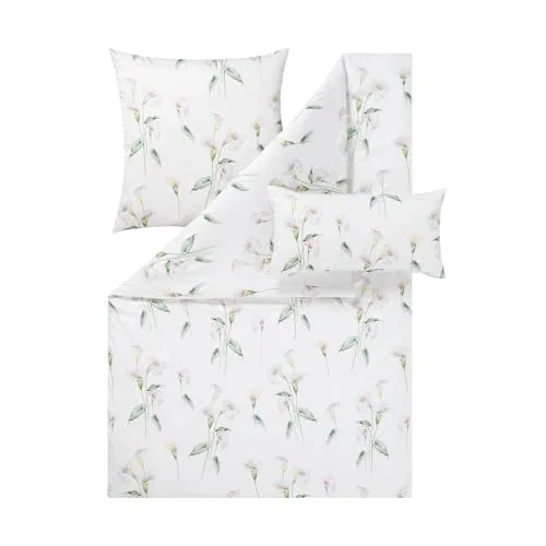 Estella Satin de Luxe Bettwäsche DD 155x220 Calla grün in grün von ESTELLA