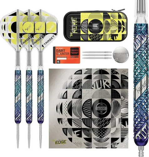 Target Darts Luke Littler Edge Steel Tip Dart Set, 22G | 95% Wolfram-Darts mit Takoma-Etui - Erleben Sie Präzision und Stil mit den 95% Wolfram-Darts von Luke Littler. Entwickelt in Zusammenarbeit mit dem PDC-Weltmeister, bieten sie herausragende Leistung und ein einzigartiges Design für jeden Dartspieler.