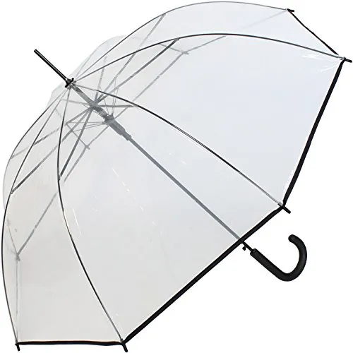 happy rain Regenschirm Schirm durchsichtig transparent mit Einfassband dunkelblau