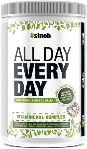 sinob All Day Every Day - Vitamineral Komplex, 30 Päckchen - Mahlzeitenersatz-Getränk mit ausgewogenem Vitamineral-Komplex, ideal für eine praktische Ernährung unterwegs.