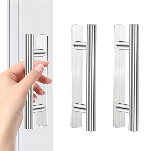 AOROPS Selbstklebende Möbelgriffe, 2 Stück Schrank Griffe Schublade Türgriff, Küchengriffe Küchenschrank Möbelgriffe Kleiderschrank Zieht Griffe Aluminium Türgriffe für Küche Balkontür(Silber 128mm)
